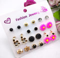 Artificial Stone Ear Studs Pink Gold Lightweight Daily Wear