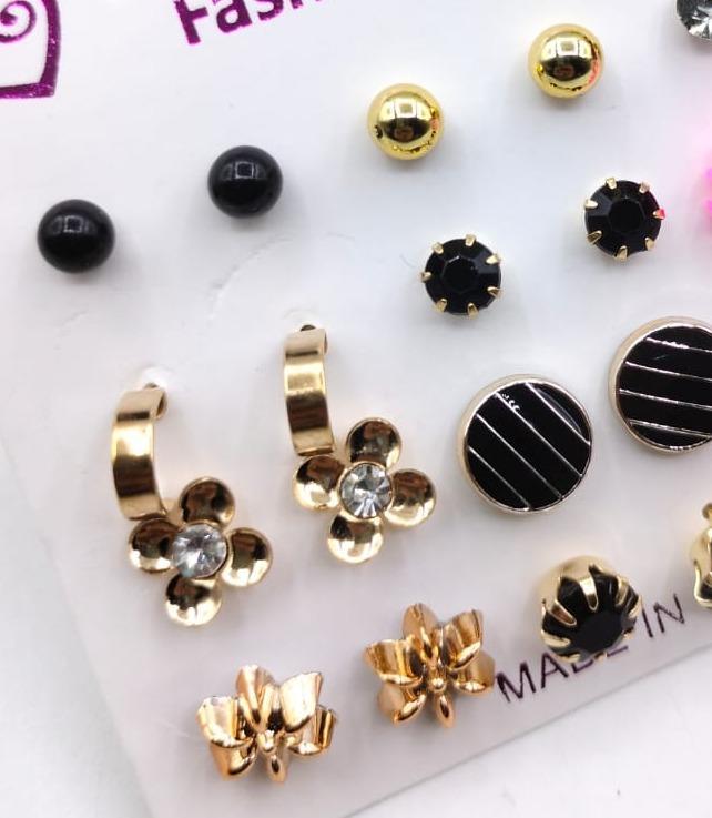 Artificial Stone Ear Studs Pink Gold Lightweight Daily Wear