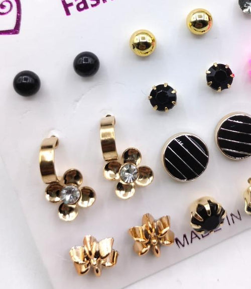 Artificial Stone Ear Studs Pink Gold Lightweight Daily Wear